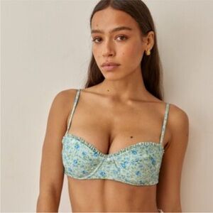 Reformation Kona Bottom and Pomme Bustier Bikini in Sprite Size Medium